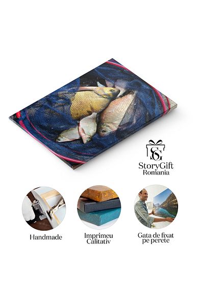 StoryGift Romania Tablou Canvas Pescuind Un Peste Mare Pescuit, Peste, Retea, Natura, Apa. 1120