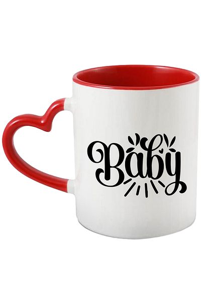 StoryGift Romania Mug for a beloved baby - affection family care with Red Heart Handle, With Handle, STG