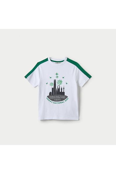 Juniors Ksa National Print T-Shirt With Crew Neck And Short Sleeves