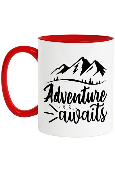 StoryGift Romania Mug with mountain landscape and the message "Adventure awaits" - adventure awaits with Handle, With ,STG