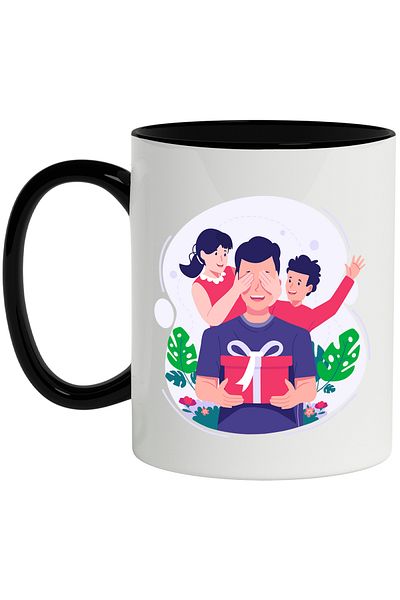 StoryGift Romania Mug With Children, Dad, Parent, Gift, Flowers, Multicolor 330 ml, Ceramic with Handle, With ,STG