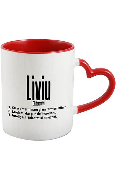 StoryGift Romania Mug With Name Liviu, Determination, Modest, Intelligent, Funny, Personalized, Like, With, STG