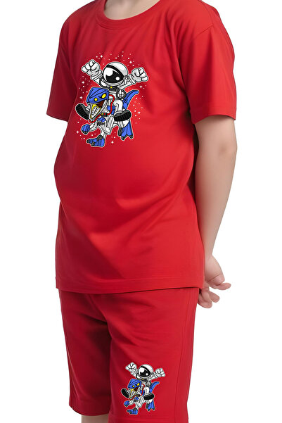 FYK KİDS Children's Tee-Shorts Astranote Printed Bottoms Suit