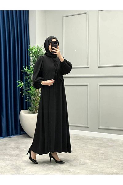OlaLady Γυναικείο φόρεμα Hijab με λεπτό ύφασμα με κορδέλα μπροστά