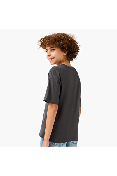 Juniors Typographic Print T-Shirt With Crew Neck And Short Sleeves