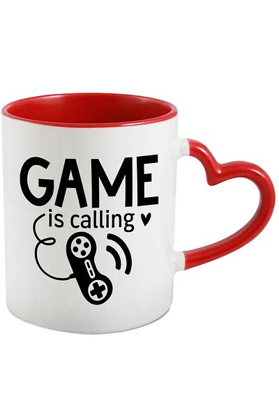 StoryGift Romania Mug with a heart and a controller with the text "Game is calling" - the game is calling me, With ,STG