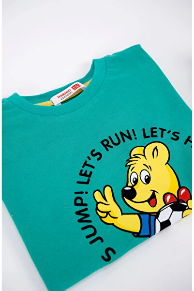 Haribo Boy's Combed Cotton Shorts Suit / Green - Navy Blue