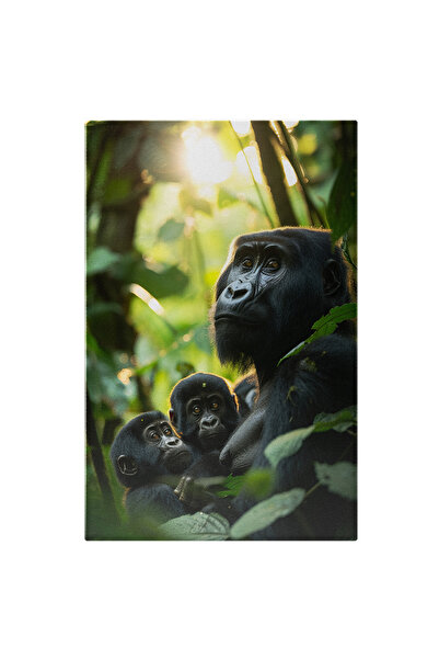 StoryGift Romania Tablou Canvas: Puii De Maimuță Și Mama Protectoare În Sigur...