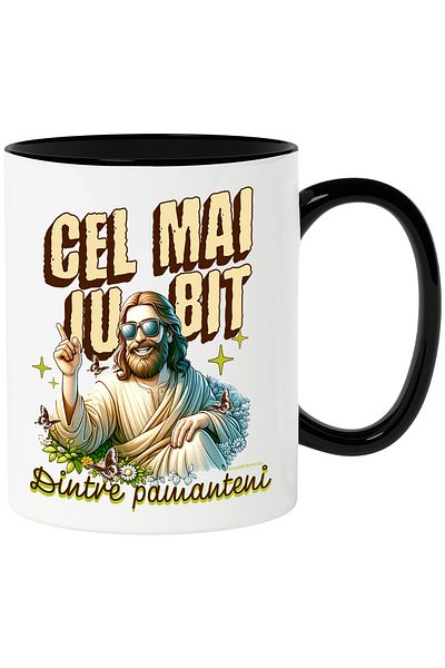 StoryGift Romania Issus Mug with the most beloved sunglasses, 330ml, Ceramic with Black Handle, With M,STG