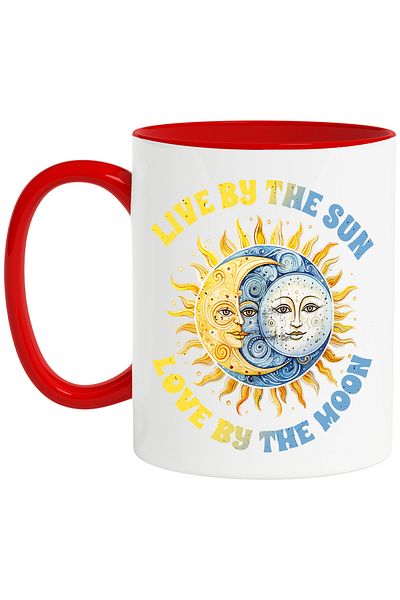 StoryGift Romania Mug with the message "Live by the sun, love by the moon", illustration, live, love, With, STG