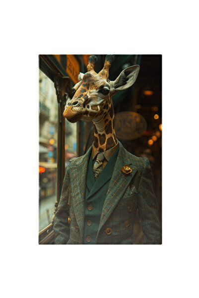 StoryGift Romania Tablou Canvas Profesorul Girafa Care Se Uita Pe Geamul Cafe...