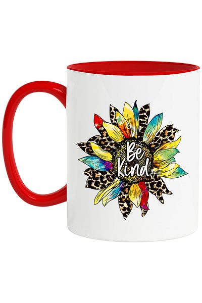 StoryGift Romania Mug with the message "Be kind", illustration, motivational, be kind, sunflower, , With ,STG