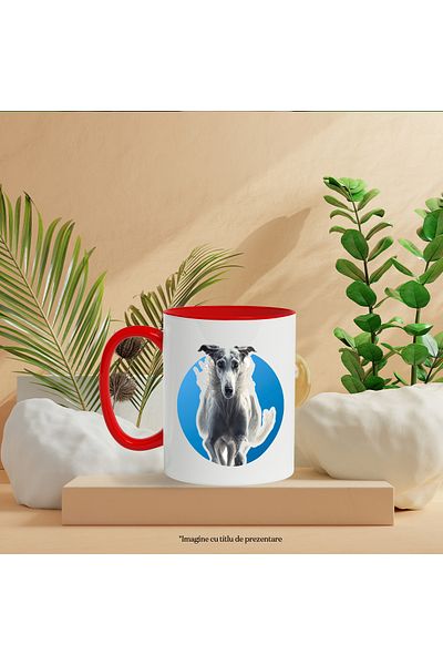 StoryGift Romania Mug With Puppy, Fur, Running, Greyhound, Breed, Multicolor 330 ml, Ceramic with , With ,STG