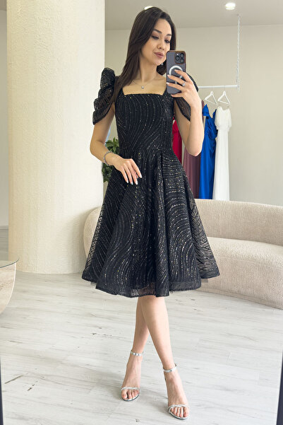 zks grup tekstil Γυναικείο βολάν τετράγωνο γιακά καρπούζι μανίκι βραδινό φόρεμα λευκό, πράσινο, μπορντό, μαύρο, μπλε ναυτικό, λιλά