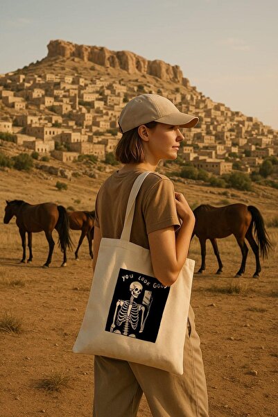 Çınar Bez Çanta You Look Good Baskılı Ham Bez Çanta