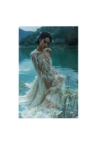 StoryGift Romania Tablou Canvas: Scăldatul Sirenei În Apele Reci Muntoase Fem...