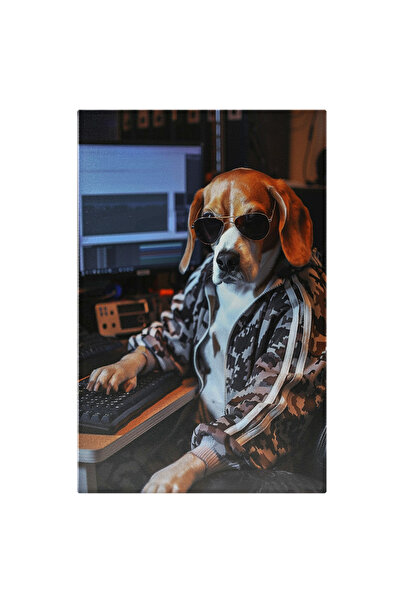 StoryGift Romania Tablou Canvas Fotografia Unui Beagle La Studion Îmbrăcat Cu Hanorac Și Ochelari Aviator , Pictu