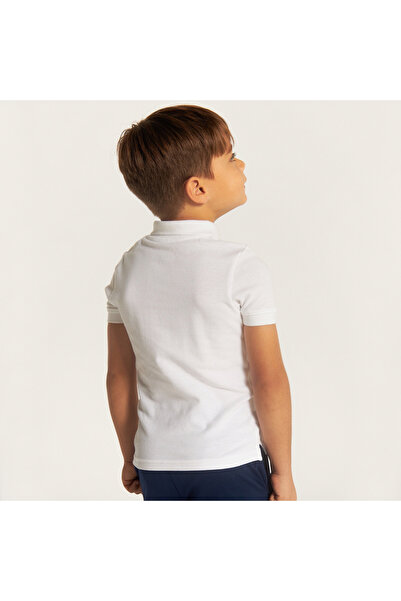 Juniors Solid Polo T-Shirt With Short Sleeves And Button Closure