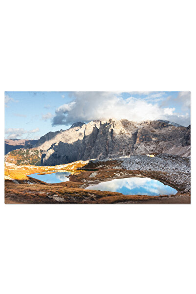 StoryGift Romania Tablou Canvas Apa Turcoaz Clara A Lacului Alpine Piani Dolomiti, Italia, Peisaj Montan, Alpi, T
