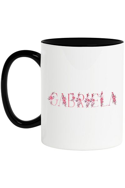 StoryGift Romania Mug With Name Gabriela, Floral, Colorful, Creative, Beautiful, Unique, 330ml, Ceramics, With ,STG