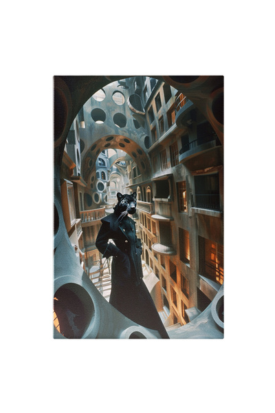 StoryGift Romania Tablou Canvas Felina În Palton Negru - Construcții Cu Feres...