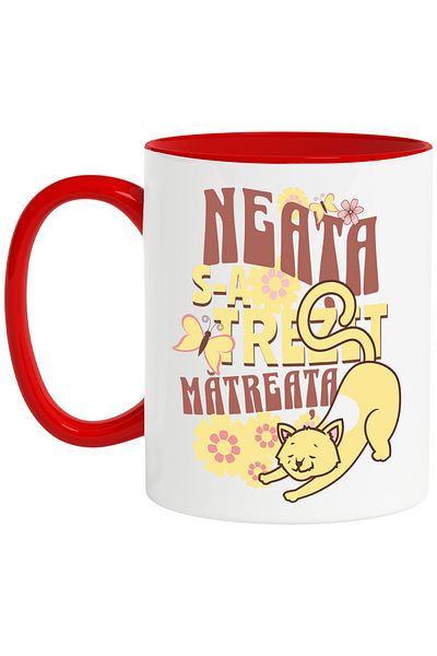 StoryGift Romania Mug Sleepy Cat Funny Text Neat Woke Up Dandruff Furry Animal, 330ml, With ,STG