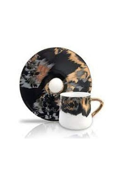 ACAR Porcelain 6-Piece Coffee Cup Set Black 9132