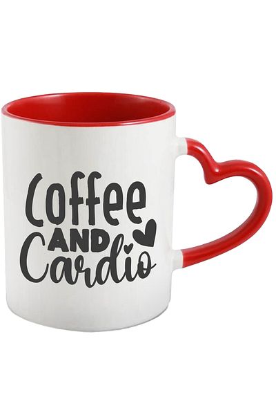 StoryGift Romania Mug with hearts and the text "Coffee and cardio" - coffee and cardio exercises, With ,STG