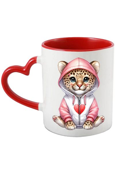 StoryGift Romania Mug with a little tiger in a hoodie, illustration, heart, affection, playful, vest, With ,STG