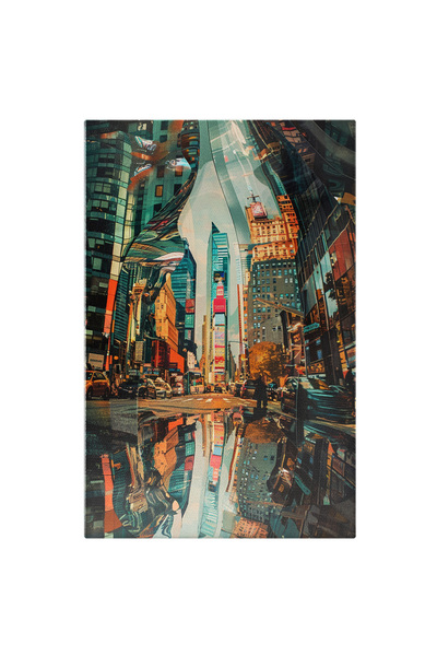 StoryGift Romania Tablou Canvas: Oraș Distorionat Și Reflecții În Apă Cu Clăd...