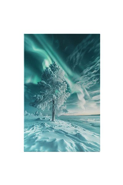 StoryGift Romania Tablou Canvas: Copacul Îmbrăcat În Zăpadă Armonia Înghețată A Peisajului Polar Nocturn Pictura