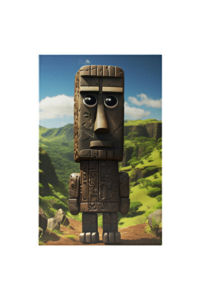 StoryGift Romania Tablou Canvas: Statuie De Pe Insula Pastelui Arta, Artefact...