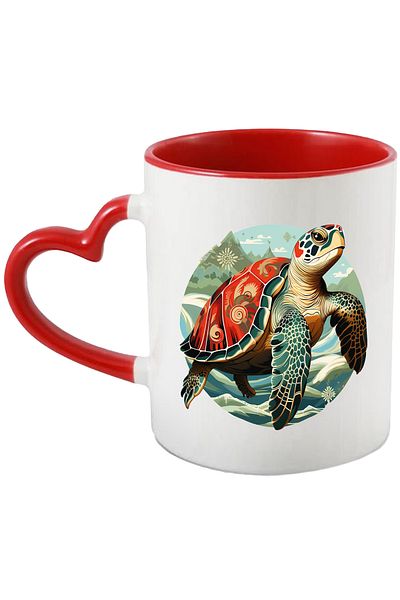 StoryGift Romania Turtle Mug, Sky, Clouds, Ocean, Mountains, Multicolor 330 ml, Ceramic c, With ,STG