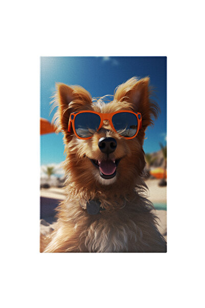 StoryGift Romania Tablou Canvas: Relaxed Dog Pe Plaja Se Bronzeaza Cu Ochelar...