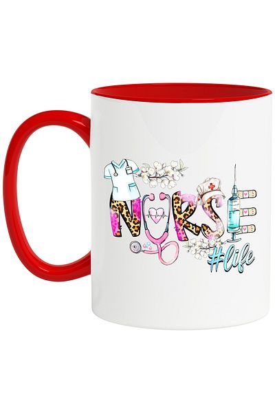 StoryGift Romania Mug with the message "Nurse #life", profession, illustration, work, dedication, passion, a, With ,STG