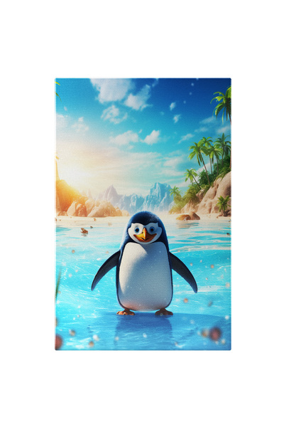 StoryGift Romania Canvas Painting 70 x 50CM Penguin on Ice Melting from the Sun Little Pingu, STG