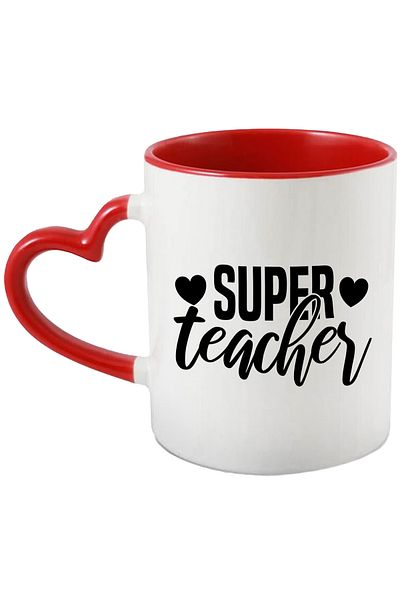 StoryGift Romania Mug for a teacher loved by students with the message "Super teacher" - hearts, With, STG