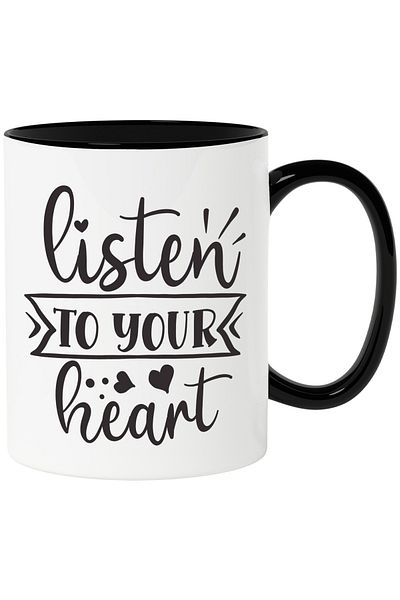 StoryGift Romania Heart-shaped mug that encourages you to listen to your heart with Black Handle, With Black Handle, STG