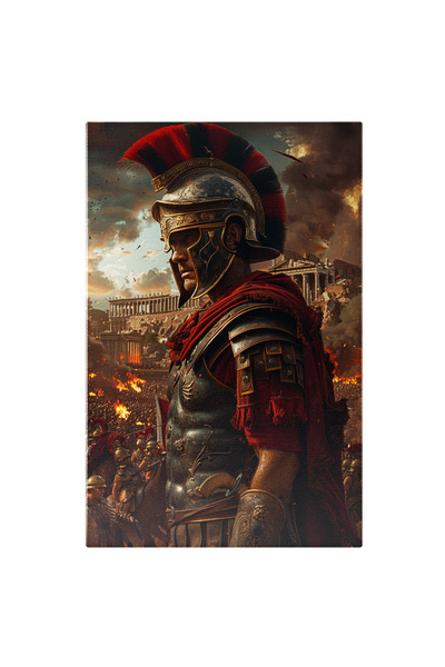 StoryGift Romania Tablou Canvas Soldat Antic Cu Armura De Fier Si Coif Pregat...