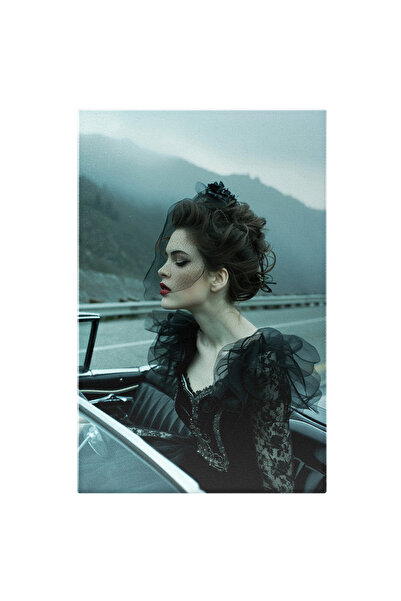 StoryGift Romania Tablou Canvas Portret Feminin Îndoliat , Rochie Și Voal De ...