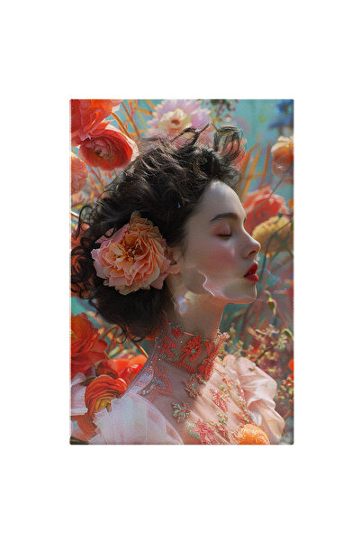 StoryGift Romania Tablou Canvas: Profil Delicat De Femeie În Rochie Roz Și Fl...