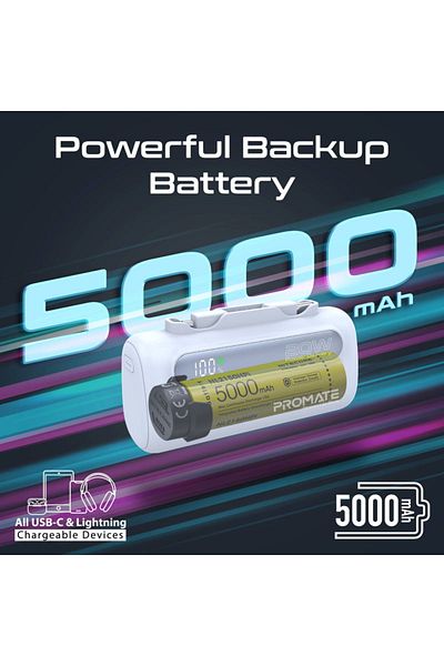 Promate Mini PowerUp-Duo Power Bank 5000mAh with Super Fast Charging - Blue