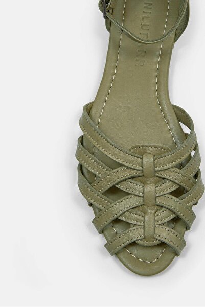 NILUFARR Leila Khaki Genuine Leather Women's Sandals