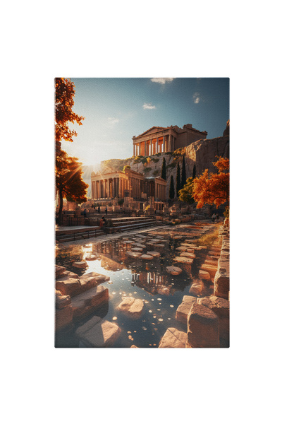 StoryGift Romania Tablou Canvas: View Soare Stralucitor Drum Cu Pavele Cladir...