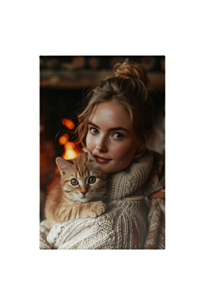 StoryGift Romania Tablou Canvas: Pisoiul Animal De Companiei Al Fetei În Pulo...