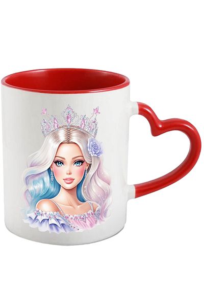 StoryGift Romania Mug with a beautiful face | illustration | | crown | princess | dress | b, With ,STG