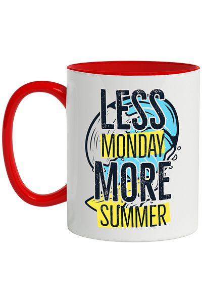 StoryGift Romania Mug With English Message Less Monday More Summer, Monday, Summer, Wave, Multicolor 33, With, STG