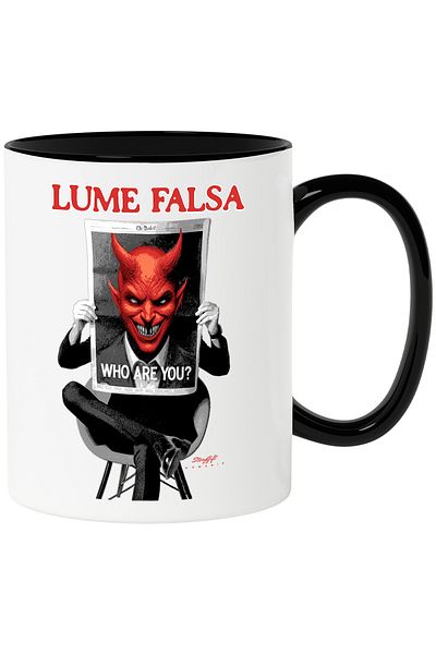 StoryGift Romania Mug Man with Newspaper Devil Text Fake World Who Are You_, 330ml, Ceramic with Handle Ne, With ,STG