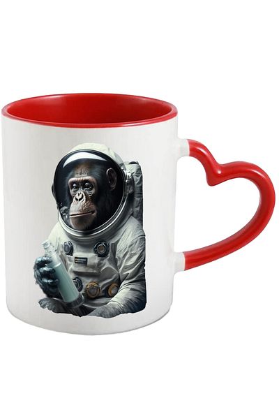 StoryGift Romania Mug with Monkey in Astronaut Costume, Spaceship, NASA, Galaxy, Rocket, Ce, Cu, STG