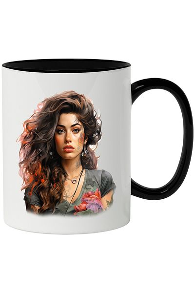 StoryGift Romania Mug With Amy Winehouse, Singer, Artist, Music, Multicolor 330 ml, Ceramic c, With ,STG